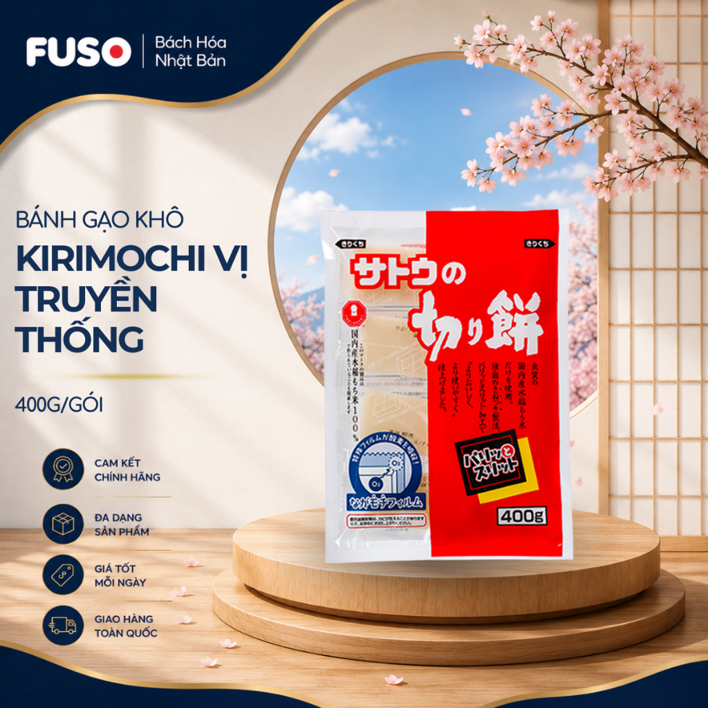 Bánh Gạo Khô Kirimochi Sato Vị Truyền Thống Cao Cấp (Gói 400g)