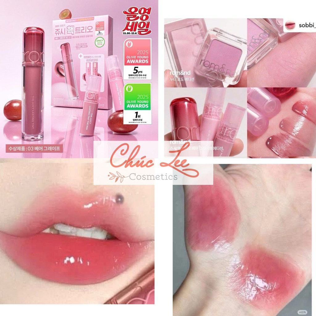 [olive young]𝗦𝗘𝗧 𝗦𝗢𝗡 𝗥𝗢𝗠𝗔𝗡𝗗 𝗝𝗨𝗜𝗖𝗘 𝗟𝗔𝗦𝗧𝗜𝗡𝗚 𝗧𝗜𝗡𝗧 set son romand 3 cây