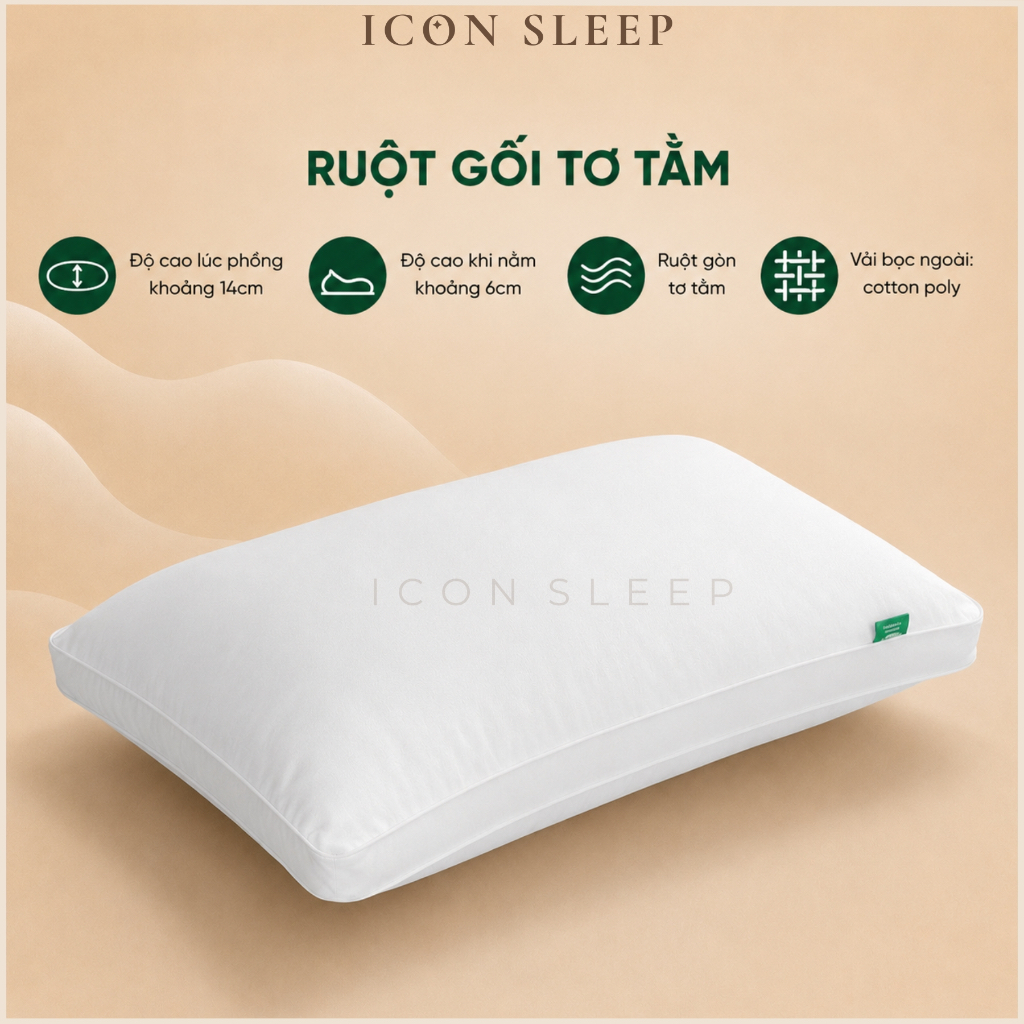 Ruột Gối Tơ Tằm Edena Chính Hãng - Gối Ngủ Êm Ái, Mềm Mại, Thoáng Khí