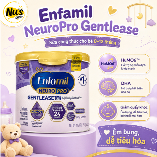 Sữa Enfamil NeuroPro Gentlease Infant Formula 553g Hàng Mỹ Đi Air Cho Bé 0 đến 12 Tháng