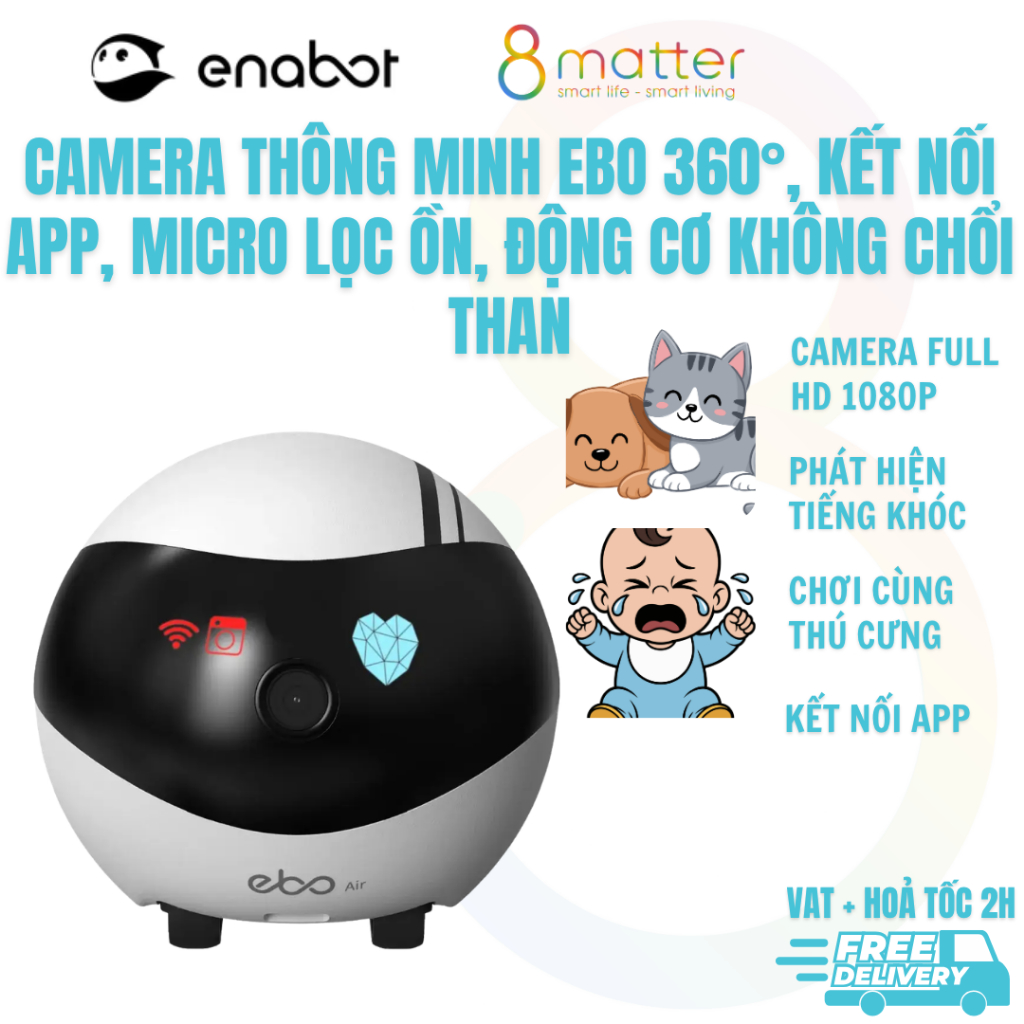 Robot camera Di Động Thông Minh EBO AIR - Tích Hợp AI Theo Dõi Ghi Hình, Kết Nối Wifi Điều Khiển Qua