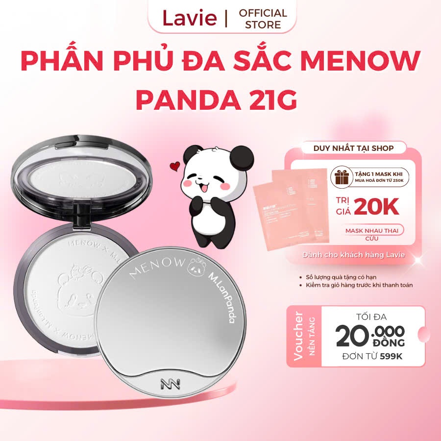 Phấn phủ nén MENOW Menglan Panda kiềm dầu, giữ tone vượt trội 21g