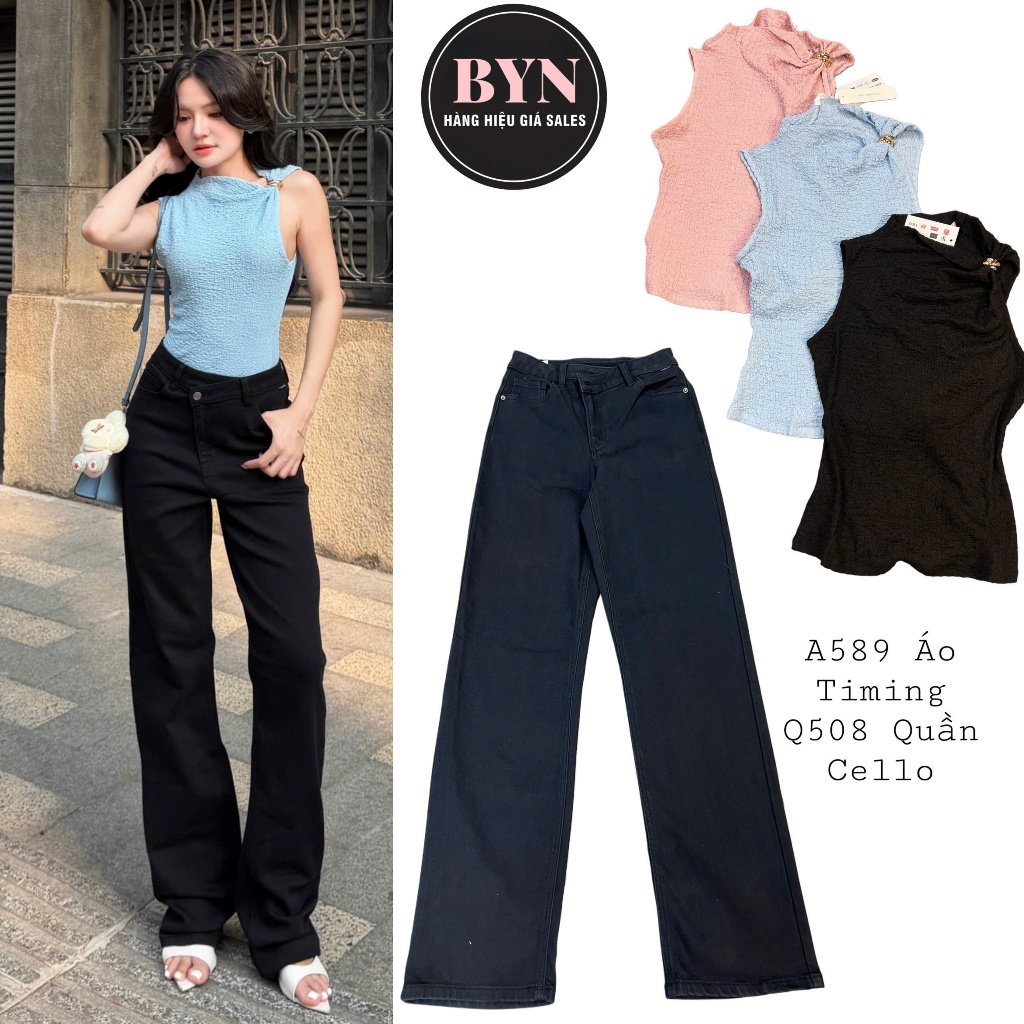 q508 Quần Cello lưng Xéo đen