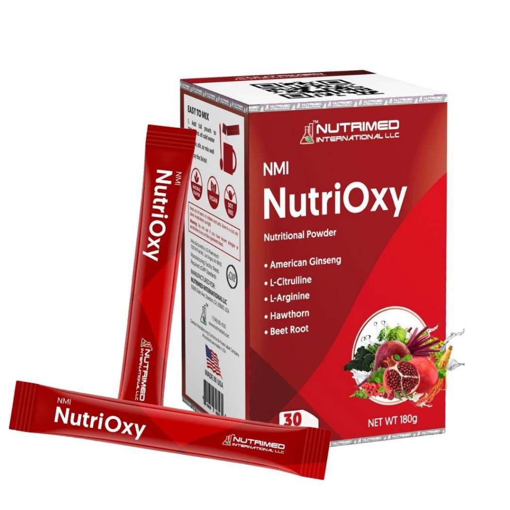 NMI NutriOxy Hộp 30 Gói, Thực Phẩm Bổ Sung L-Arginine, L-Citrulline Và Chiết Xuất Thực Vật Từ Mỹ