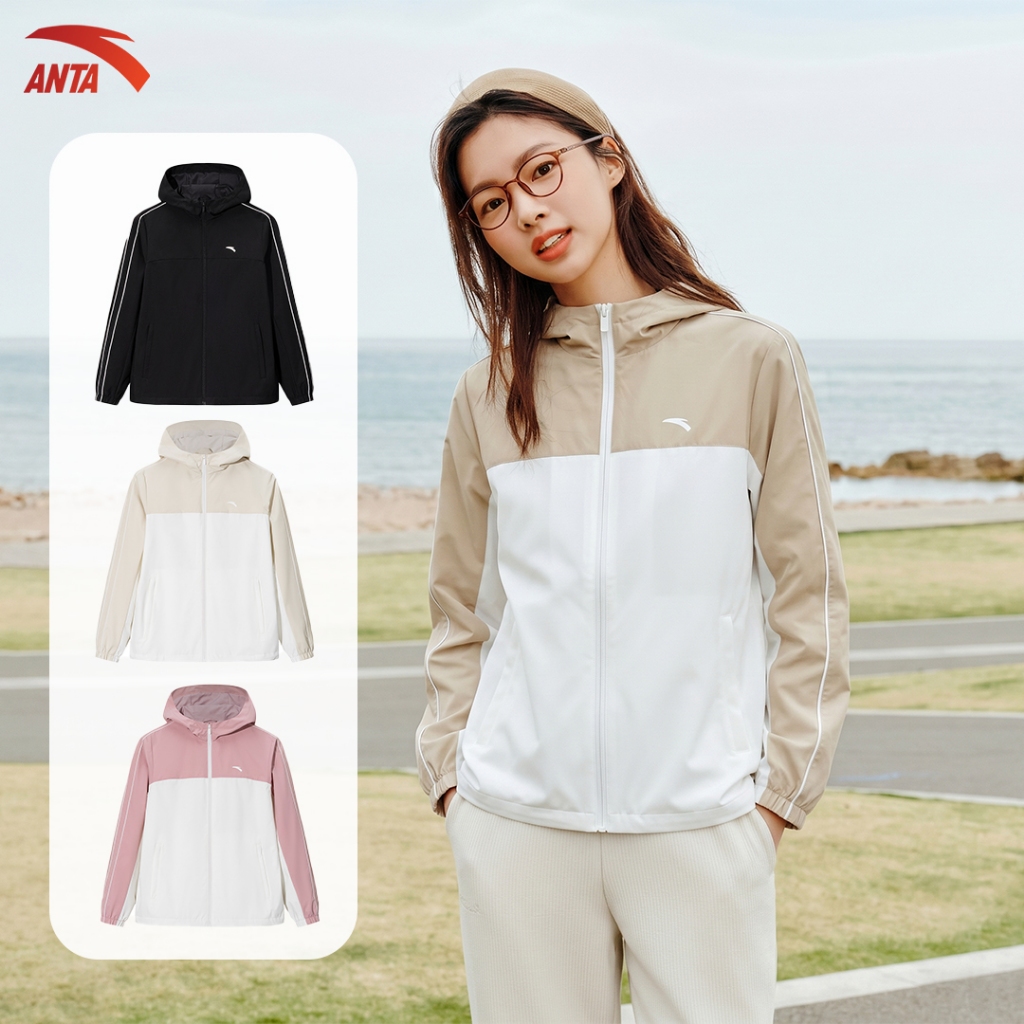 ANTA Nữ Áo Khoác Gió Storm Armor LT Thể Thao Nữ 1626A7604S Áo khoác chống nắng - áo khoác có mũ