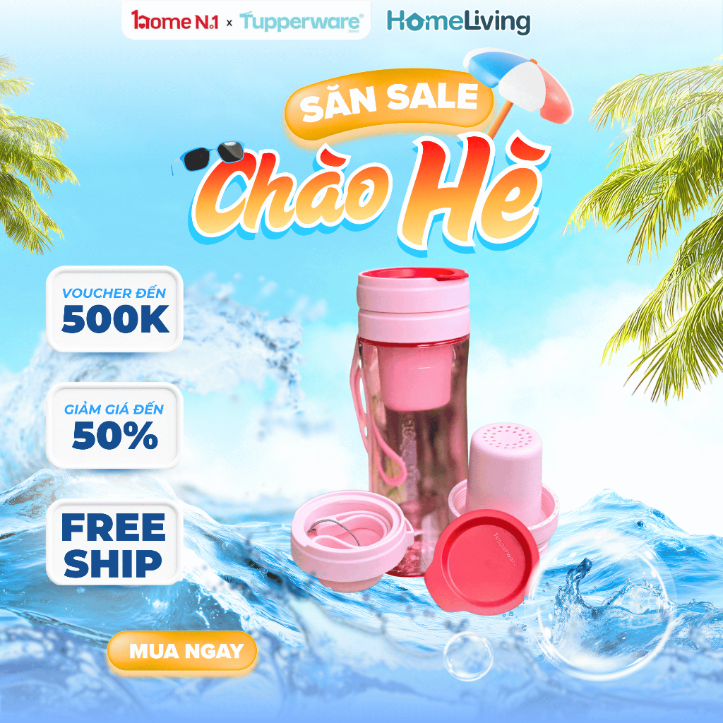 Bình Nước TUPPERWARE Lohas Chic Flask 500ML – Nhựa Nguyên Sinh An Toàn,Chống Rò Rỉ, Dễ Mang Theo