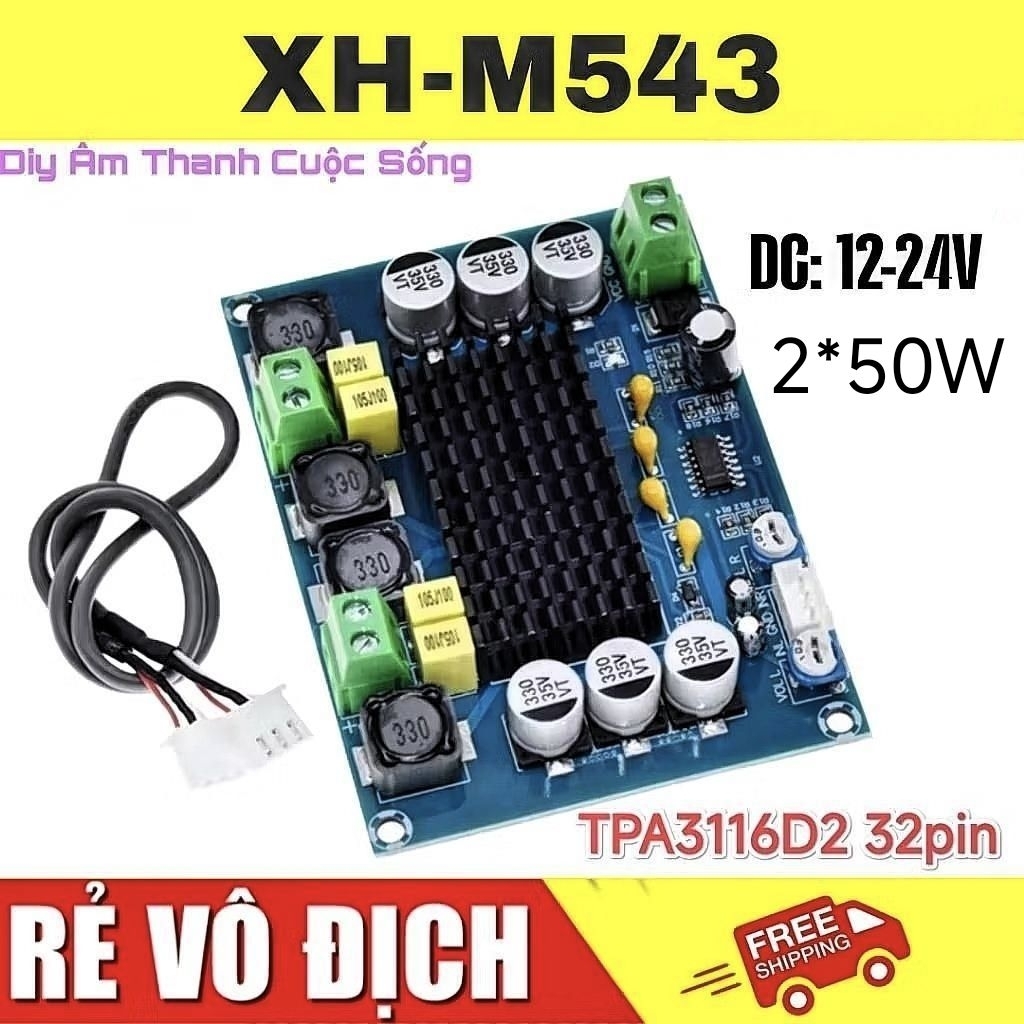 𝗫𝗛-𝗠𝟱𝟰𝟯 [2*50W] TPA3116D2 Mạch Khuếch Đại Âm Thanh Diy -