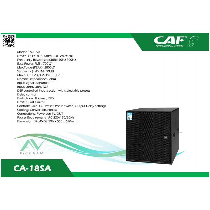 Loa Sub Điện CAF CA-18SA Bass 50 Liền Công Suất 2800W DSP Chính Hãng Cho Sân Khấu Bar Club