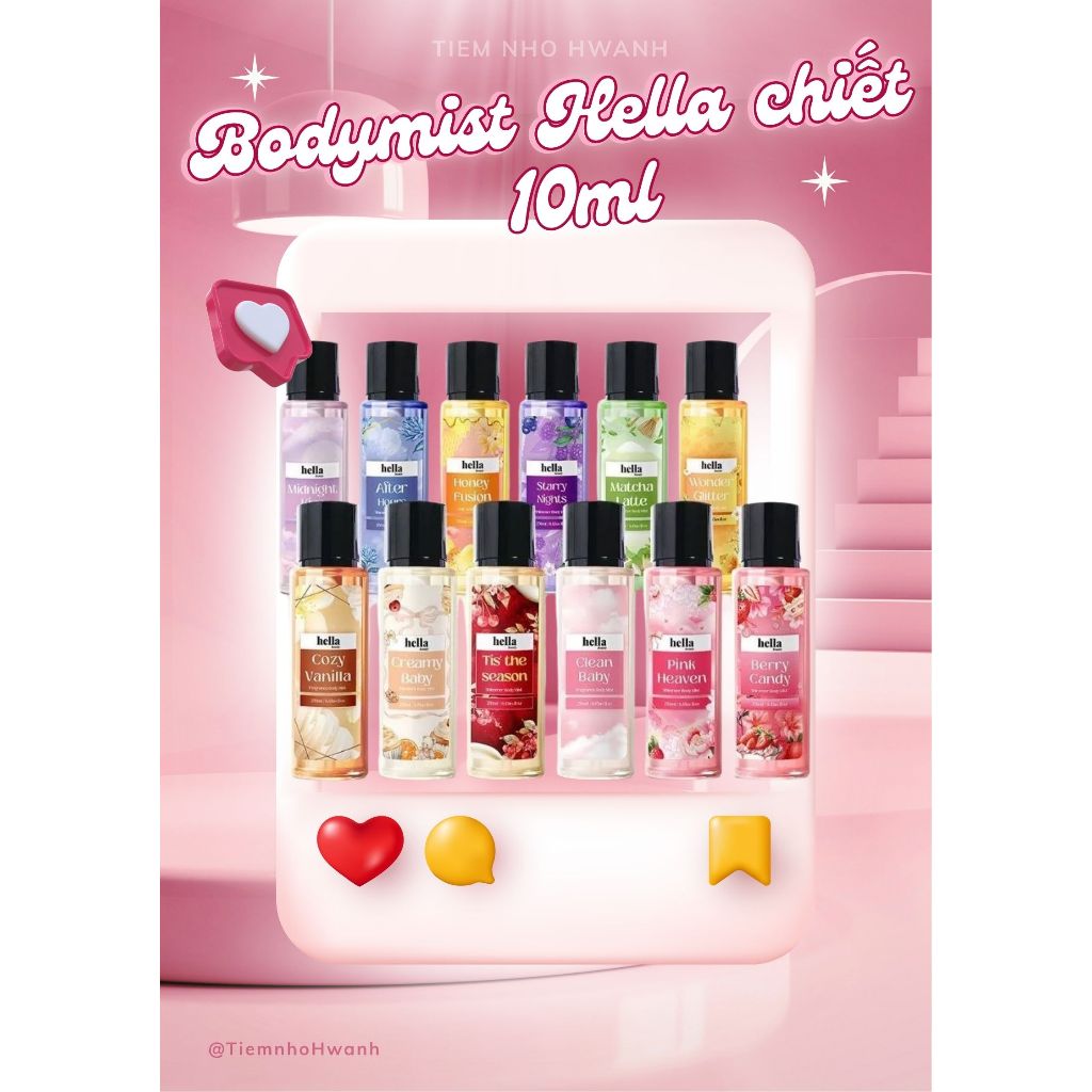 Body mist Hella chiết (ĐỌC KĨ MÔ TẢ) (tặng quà ngẫu nhiên)