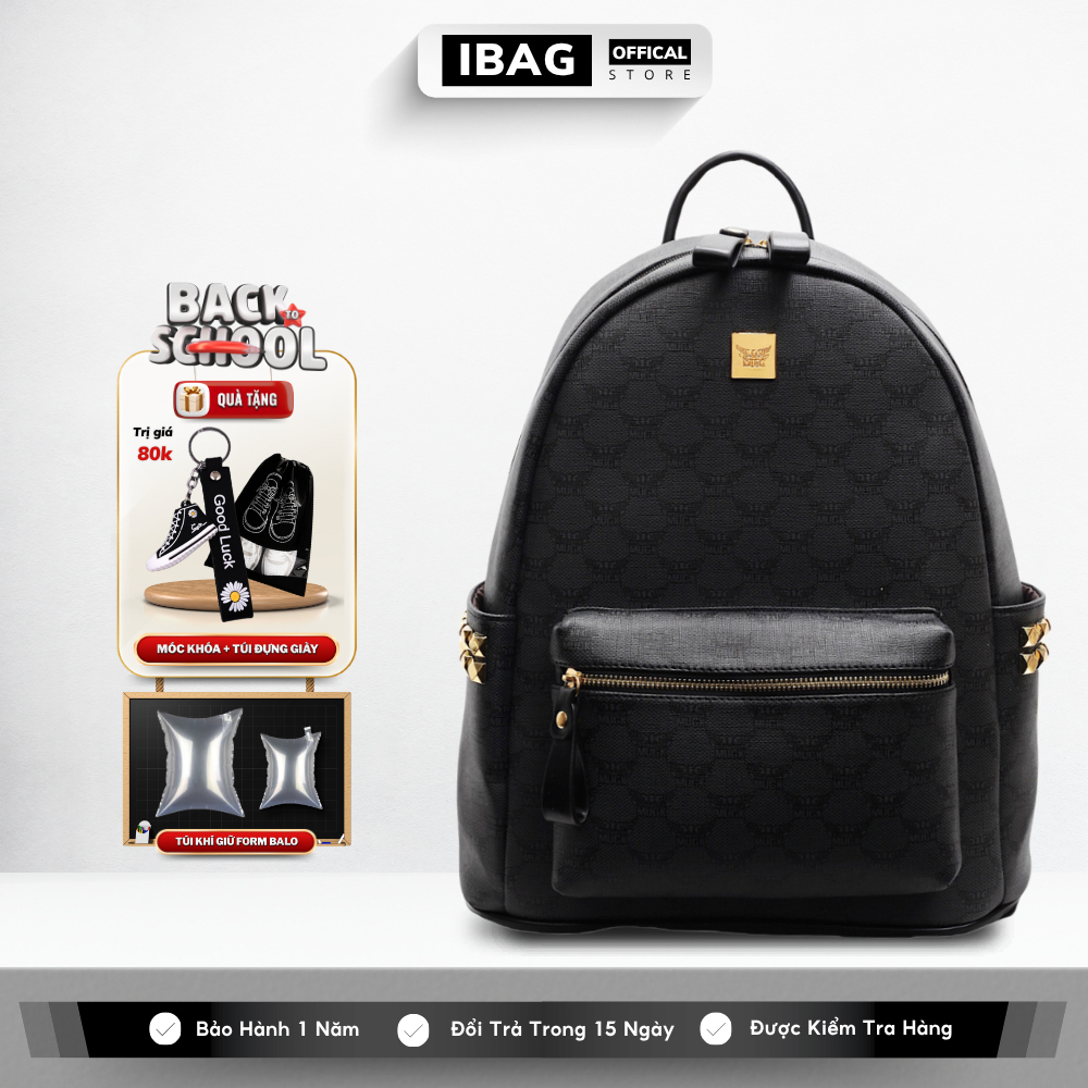 Balo Da Đi Học IBAG Balô Da Thời Trang Nam Nữ Cặp Da Pu Cao Cấp Ba Lô Da Cặp Đi Học Balo Đựng Laptop