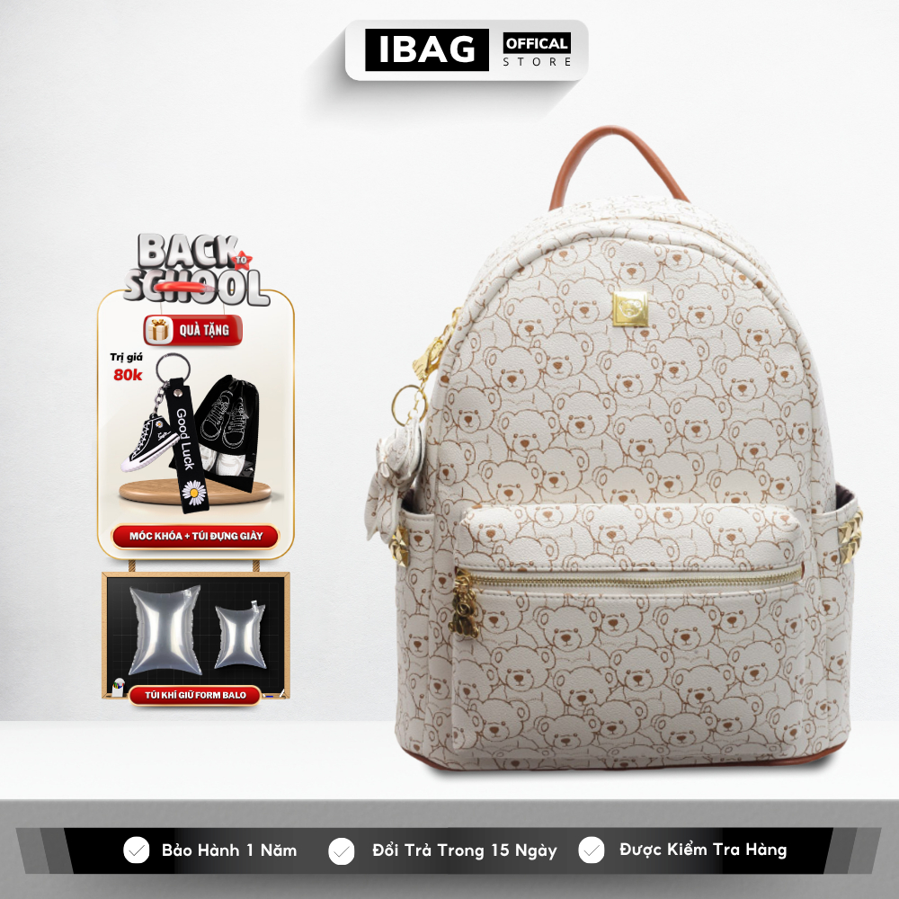 Balo Da Đi Học IBAG Balô Da Thời Trang Nam Nữ Cặp Da Pu Cao Cấp Chống Nước Cặp Ulzzang Balo Đựng Lap