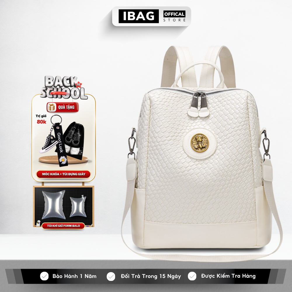 Balo Da Thời Trang Nam Nữ IBAG Balô da Lv Da Pu Cao Cấp Balo Đi Học Đi Chơi Ulzzang chống nước chống
