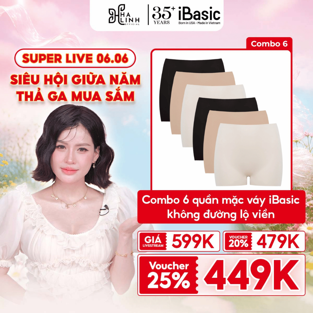 [Võ Hà Linh x iBasic] Combo 6 Quần lót nữ mặc váy iBasic không đường may free cut PANW205