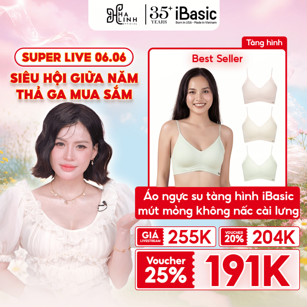 [Võ Hà Linh x iBasic] Áo ngực su iBasic không đường may mút mỏng tàng hình BRAW178