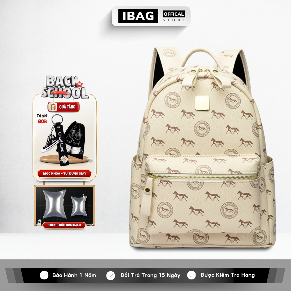 Balo Da Đi Học IBAG Balô Da Thời Trang Nam Nữ Cặp Da Pu Cao Cấp Chống Nước Cặp Ulzzang Balo Đựng Lap