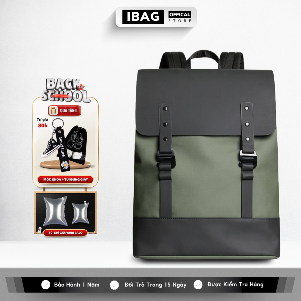 Balo Thời Trang Nam Nữ,Balo Ulzzang,Vải Oxford phối da chống nước cao cấp,Đựng Laptop 15.6 inh - 𝑰𝑩𝑨