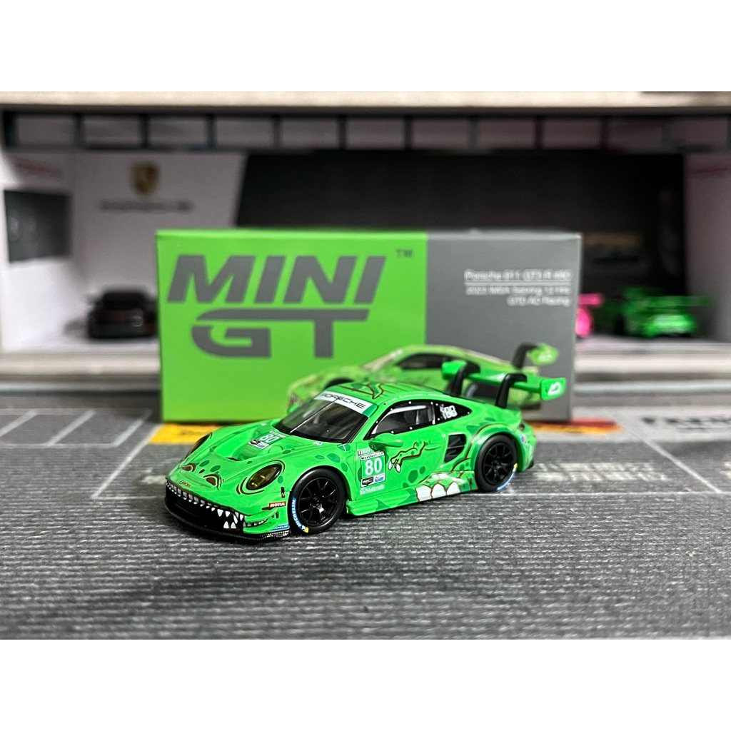Xe mô hình Mini GT 713 Porsche 911 GT3 R Rexy LOOSE CÓ LỖI