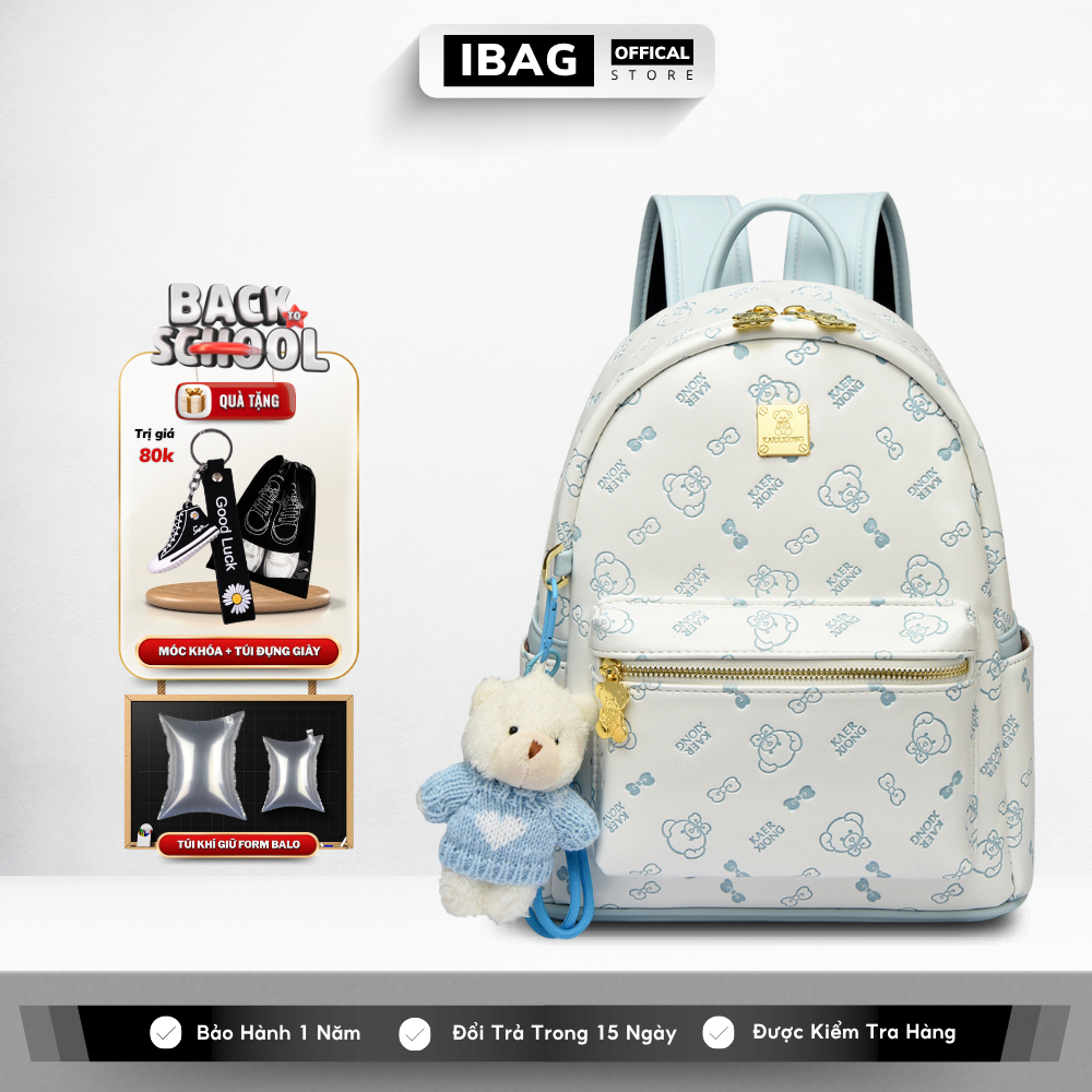 Balo Da Đi Học IBAG Balô Da Thời Trang Nam Nữ Cặp Da Pu Cao Cấp Ba Lô Da Cặp Đi Học Balo Đựng Laptop