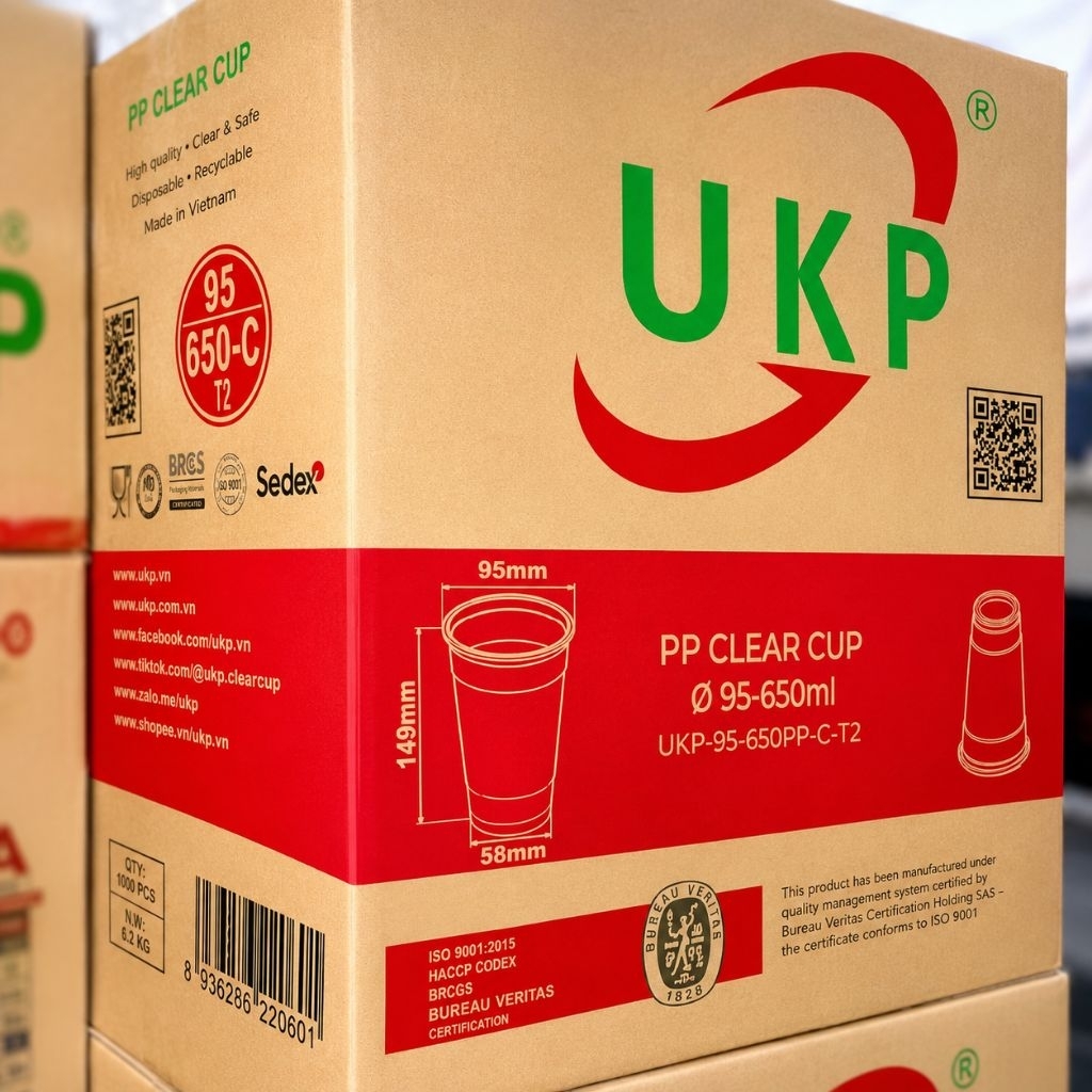 Sỉ 1000 LY NHỰA 650ML UKP (DÀY)PHI 95 LOẠI DÀY – THÙNG 1000 CÁI | LY TRÀ SỮA CAO CẤP ( không kèm nắp