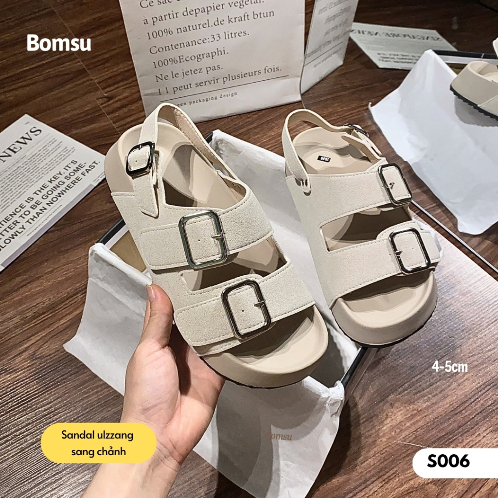 [Mẫu mới 2026] Dép sandal nữ đế cao quai da mềm đính khuy chắc chắn - Dép quai hậu nữ đế cao hot tre