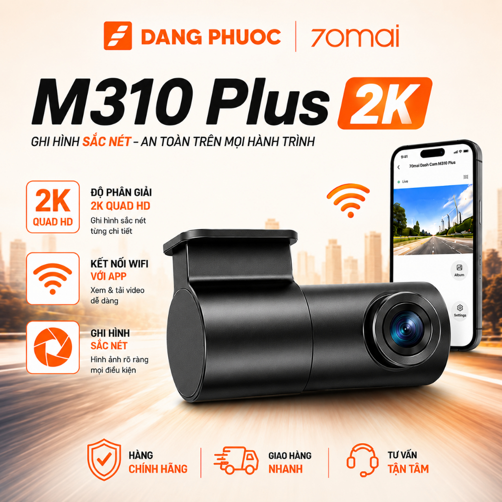 Camera hành trình Ô tô 70Mai M310 Plus 2K / 3K (CAM TRƯỚC) Bản Quốc Tế, wifi - Hàng chính hãng