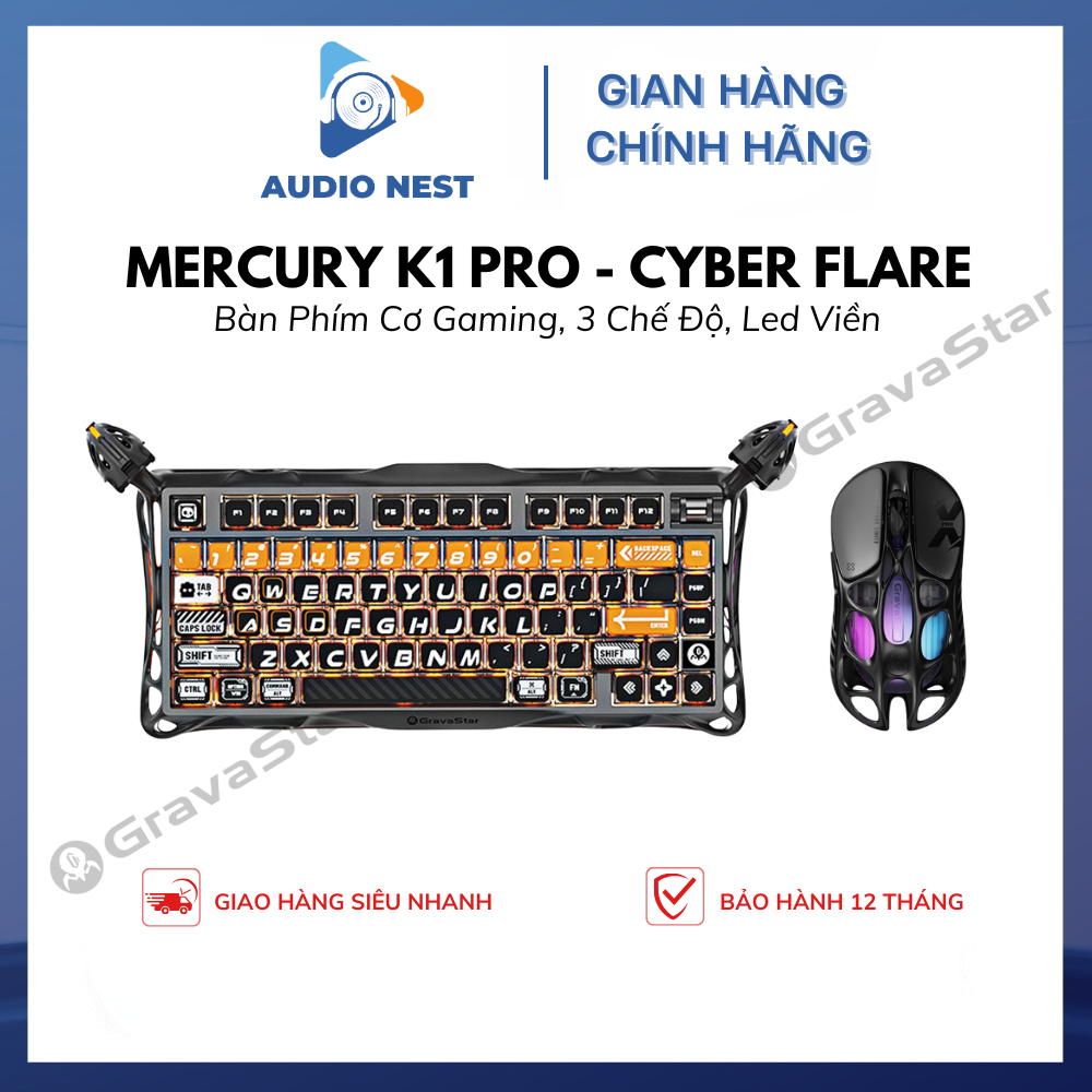 Bàn Phím Gaming GravaStar Mercury K1 Pro – Cyber Flare - Bảo Hành 12 Tháng.