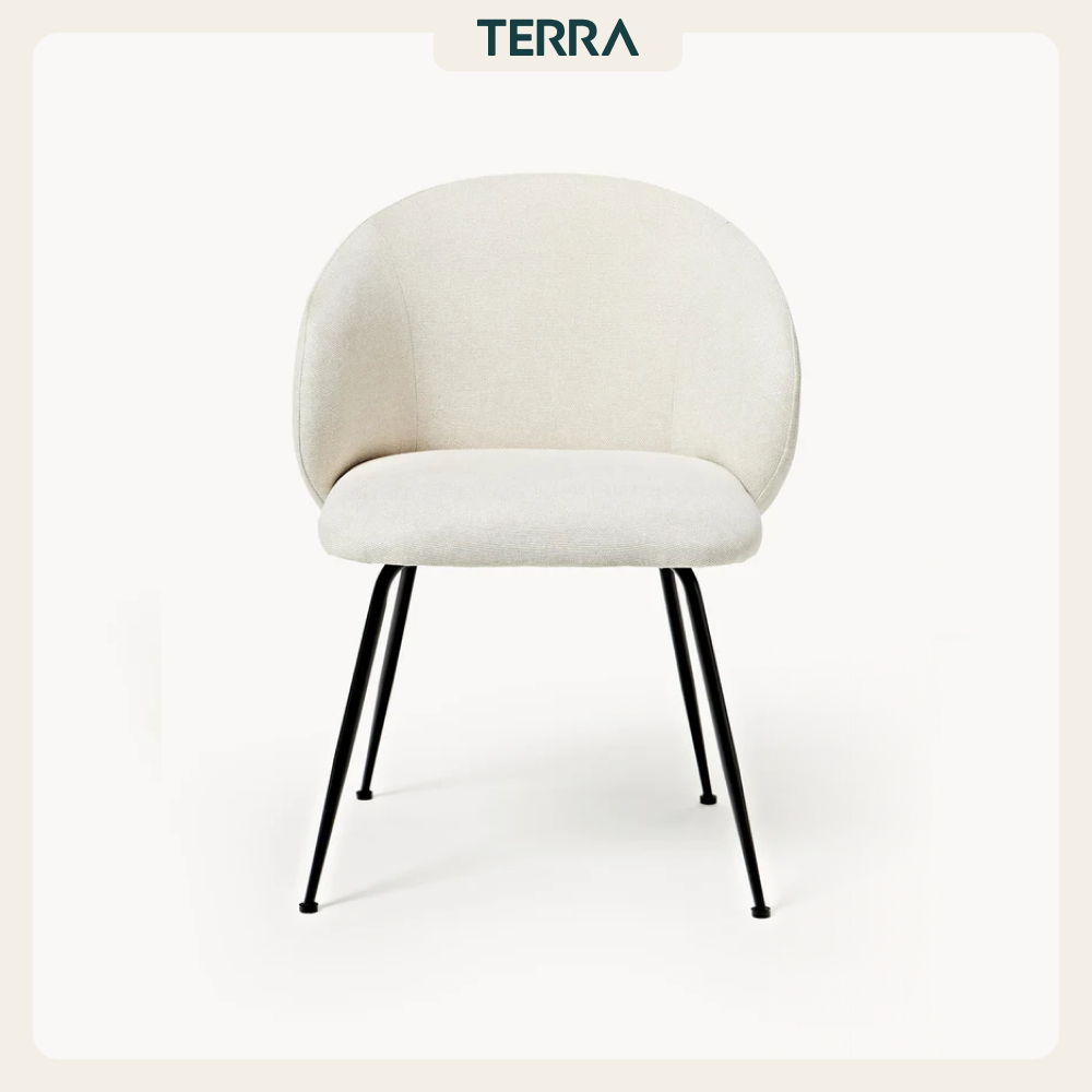 Bộ 2 Ghế Ăn Luisa Nội Thất Terra - Ghế Bọc Vải Cao Cấp Màu Trắng Kem, Thiết Kế Bo Tròn Hiện Đại, San