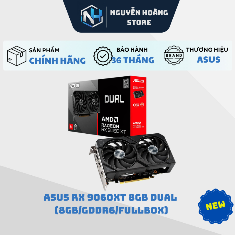 VGA card màn hình ASUS RX 9060XT 8GB Dual New