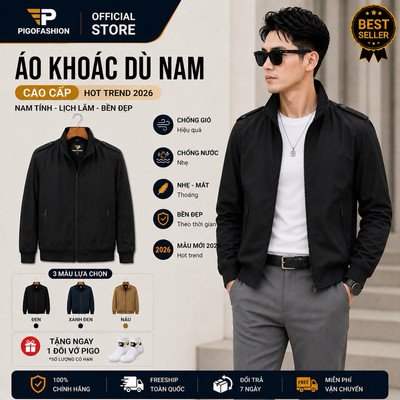 Áo Khoác dù nam cổ đứng túi khóa kéo cao cấp SPMAKD25 -2- PigoFashion