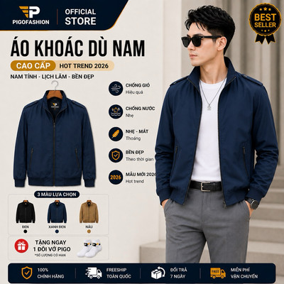 Áo Khoác dù nam cổ đứng túi khóa kéo nhiều màu, vải dù 2 lớp SPMAKD25 -4- PigoFashion