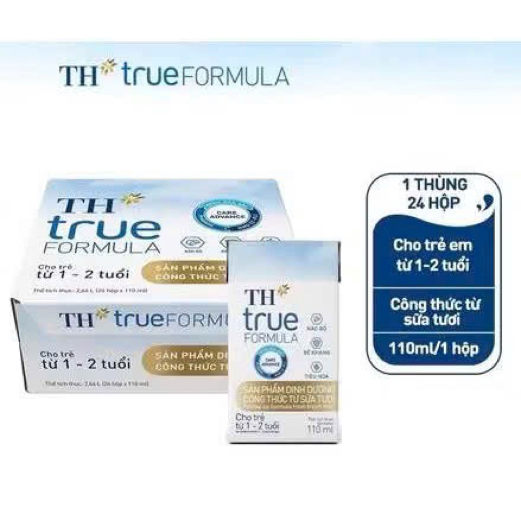 Thùng 24 Hộp Sữa Công Thức Pha Sữa Tươi TH True Formula 110ml (110ml x 24) Cho Bạn Bé Từ 12-24M