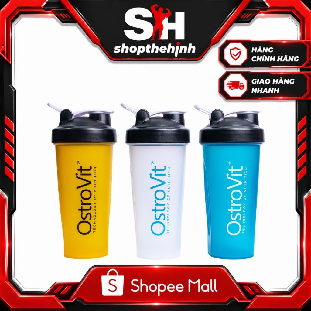 Bình Shaker Ostrovit - Shaker, Bình Nước Thể Thao, Dành Chạy Bộ, Tập Gym, Chơi Thể Thao