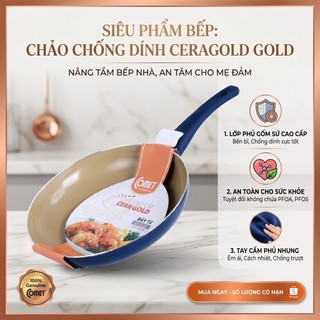 Chảo Chống Dính Đáy Từ Comet Cao Cấp 20cm Nhôm Phủ Ceramic Nano Chống Dính Bền Đẹp Dùng Bếp Từ