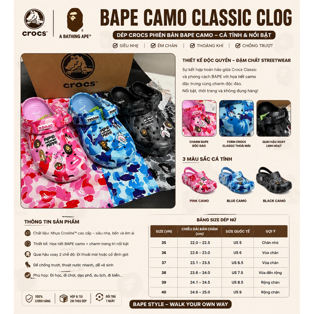 BAPE Camo Classic Crocs
