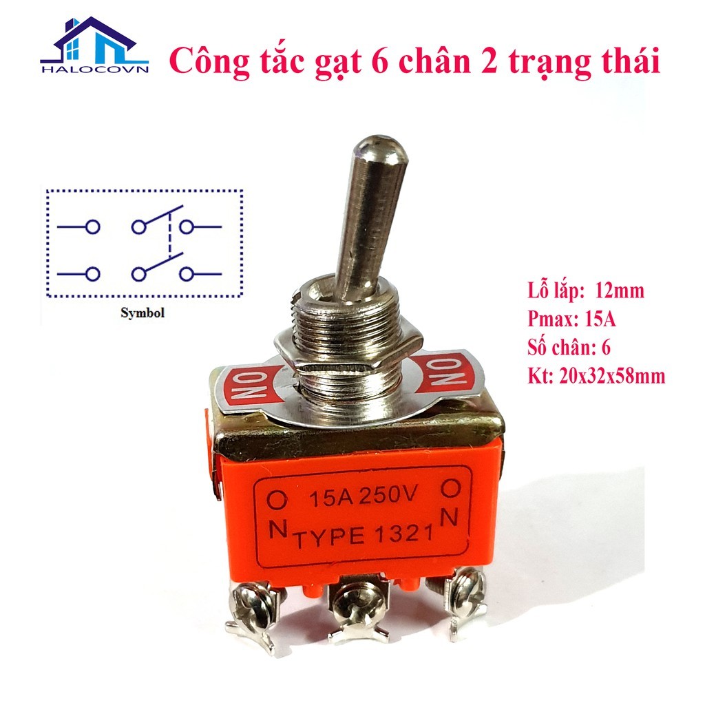 Công tắc gạt 6 chân 3 trạng thái E-TEN1322 - Nshop