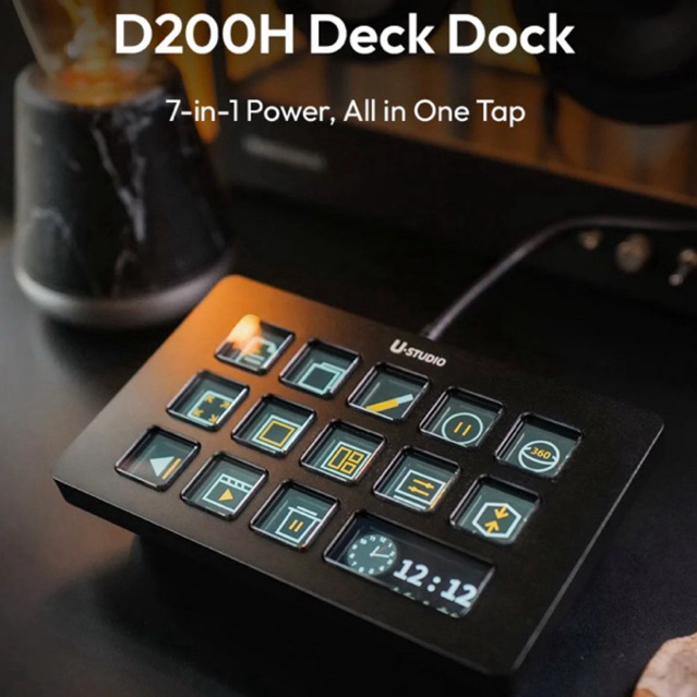 Stream Deck Macro Tùy Chỉnh Ulanzi D200H Kèm Đế - Tích Hợp Màn Hình LCD, Hub Đa Năng
