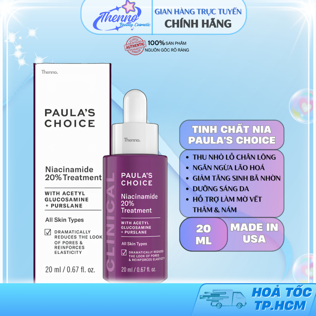 Tinh Chất Thu Nhỏ Lỗ Chân Lông To & Làm Sáng Mịn Da Paula's Choice Clinical Niacinamide 20% Treatmen