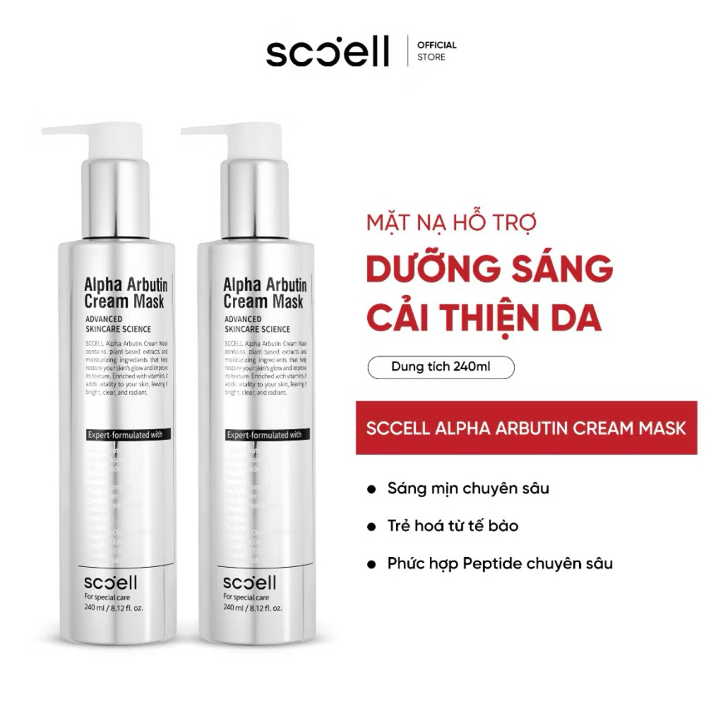 [Công Ty] Mặt Nạ Ủ Trắng Da SCCELL Alpha Arbutin Cream Mask 240ml
