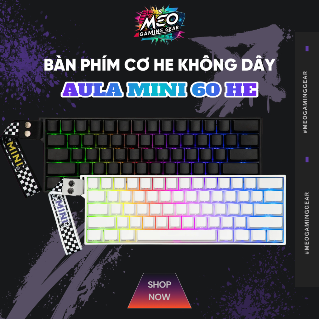 Bàn Phím Cơ Gaming Aula Mini 60 HE - Rapid Trigger Switch Nam Châm Polling Rate 8k - RT 0.01mm