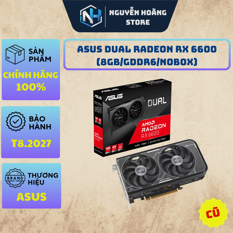 VGA card màn hình ASUS Dual Radeon RX 6600 8GB Cũ