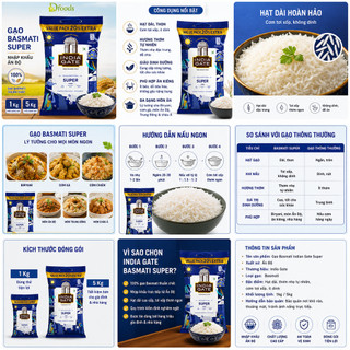 Gạo Basmati India Gate Super 1.2kg ngăn ngừa tiểu đường