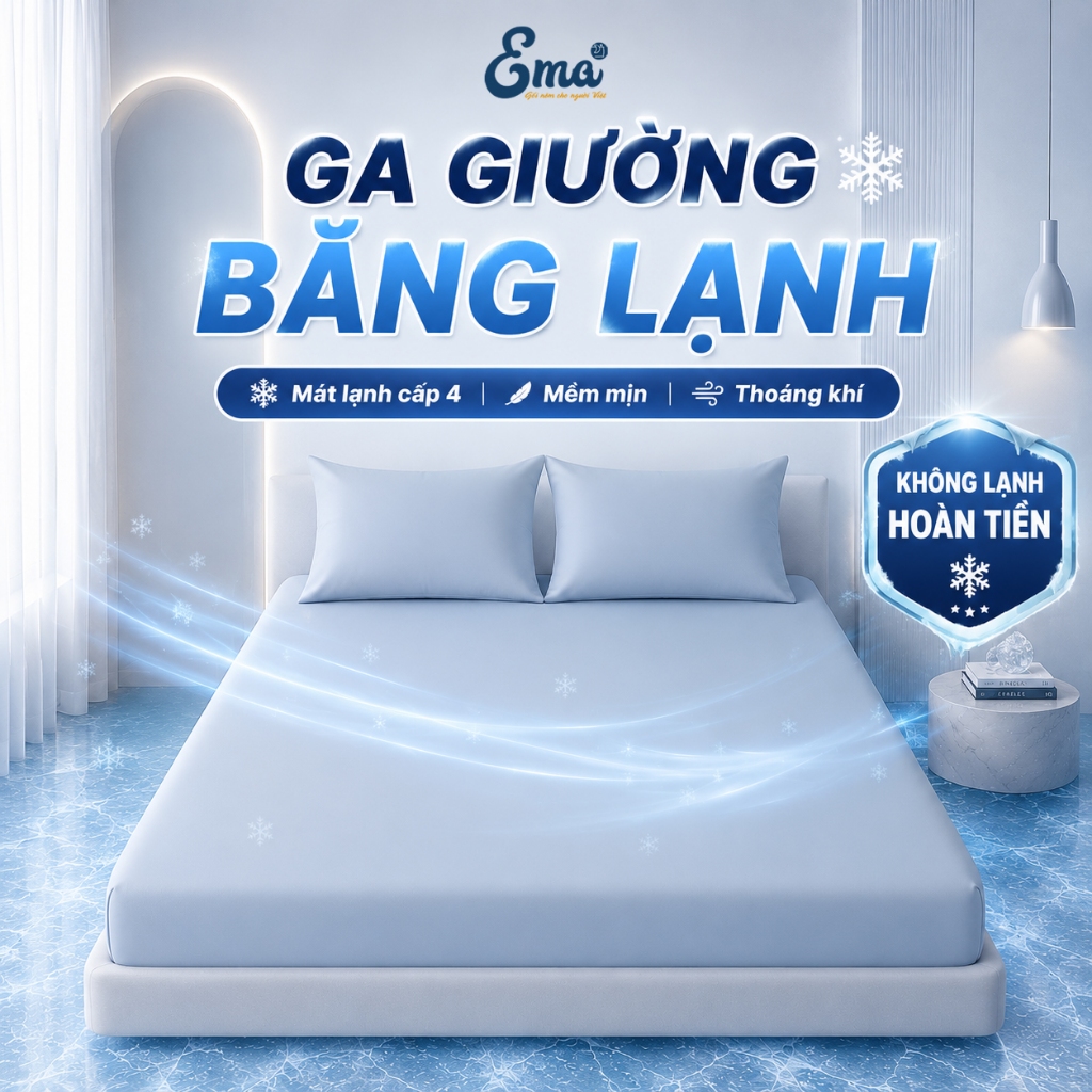 Ga giường băng lạnh EMA, bọc đệm siêu mát mùa hè - Không lạnh hoàn tiền