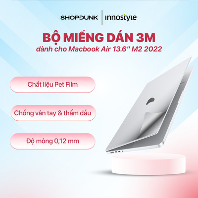 Bộ miếng dán 3M cho Macbook Air 13.6'' M2 2022 Innostyle Diamond Guard 6-IN-1 Skin Set