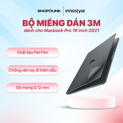 Bộ 6 miếng dán 3M cho Macbook Pro 16 inch 2021 Innostyle Diamond Guard 6-IN-1 Skin Set