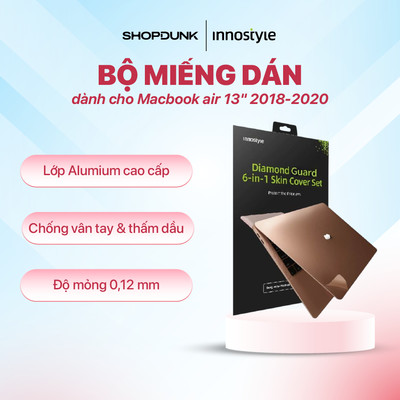 Miếng dán màn hình Innostyle Diamond Guard 6-IN-1 Skin Set for Macbook air 13" 2018-2020 Gold