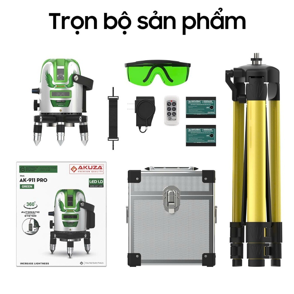 [Chính Hãng] MÁY CÂN BẰNG LASER 5 TIA XANH SIÊU SÁNG AKUZA AK-911 PRO - MÁY BẮN CỐT, ĐÁNH THĂNG BẰNG