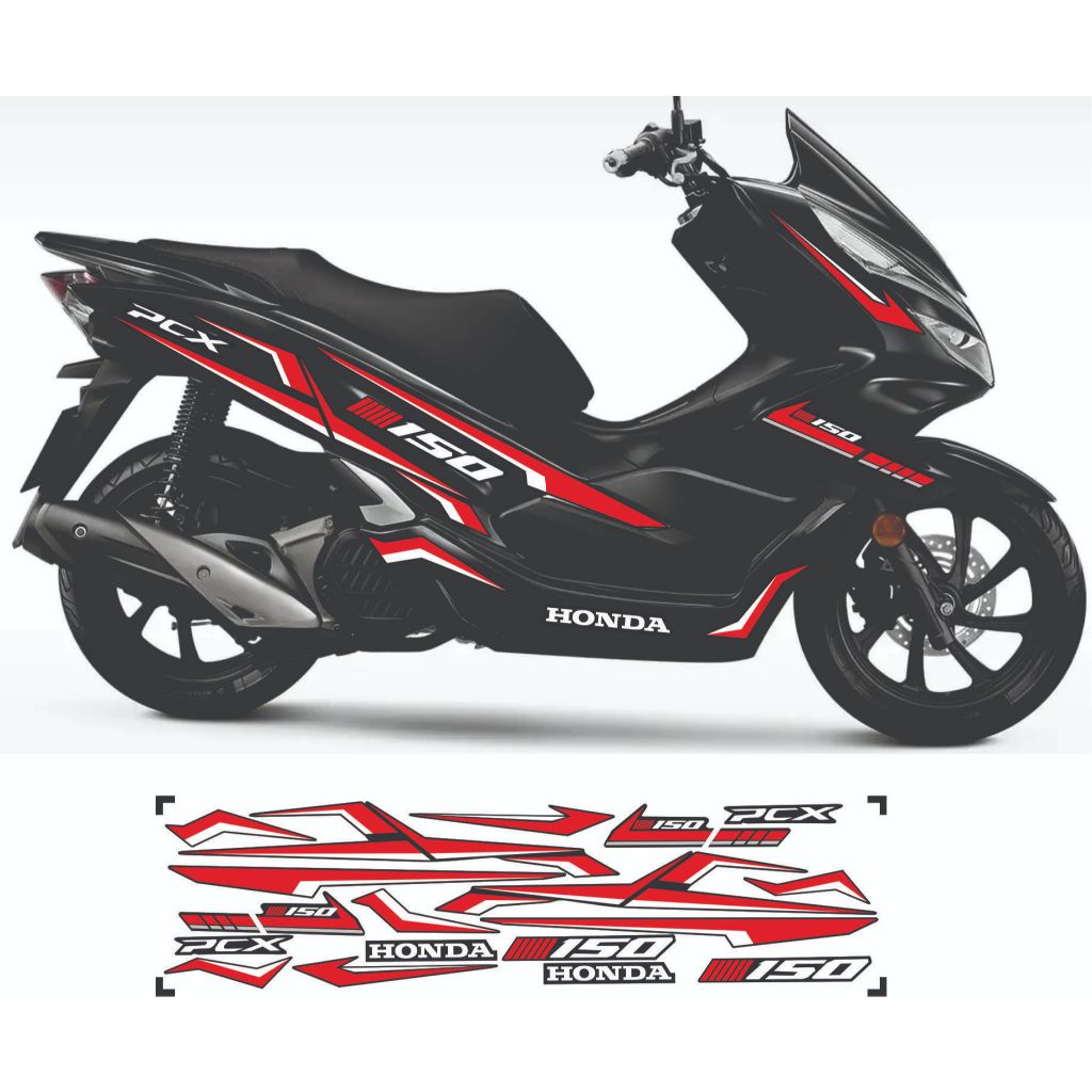 Tem dán xe PCX các đòi xe từ  2011 -2025  mẫu tem rời chỉ đỏ 3 lớp cao cấp không bay màu bảo hành mà