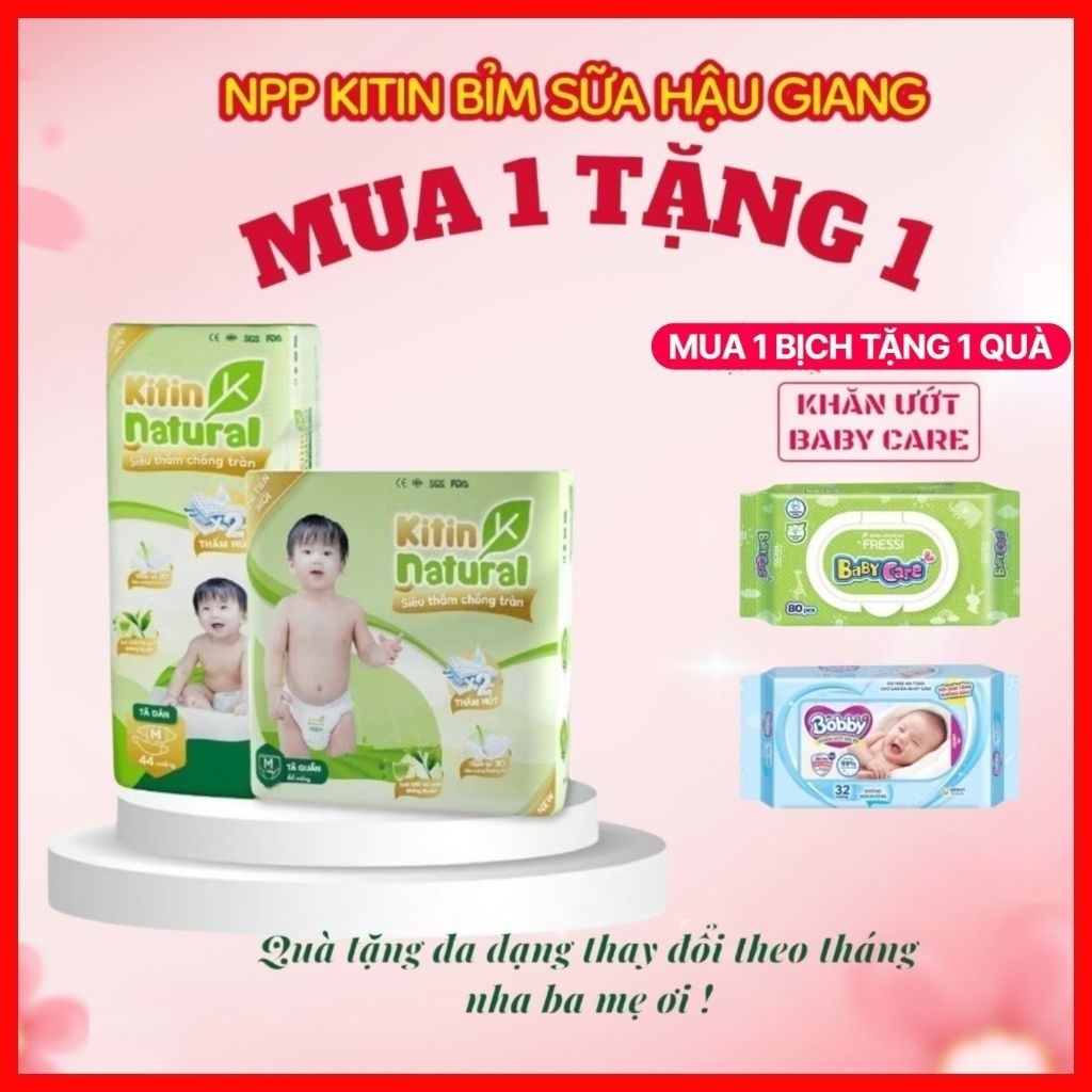 Tã Quần / Tã dán KITIN NATURAL đủ size { mua là có quà } tinh chất trà xanh kháng khuẩn khô thoáng m