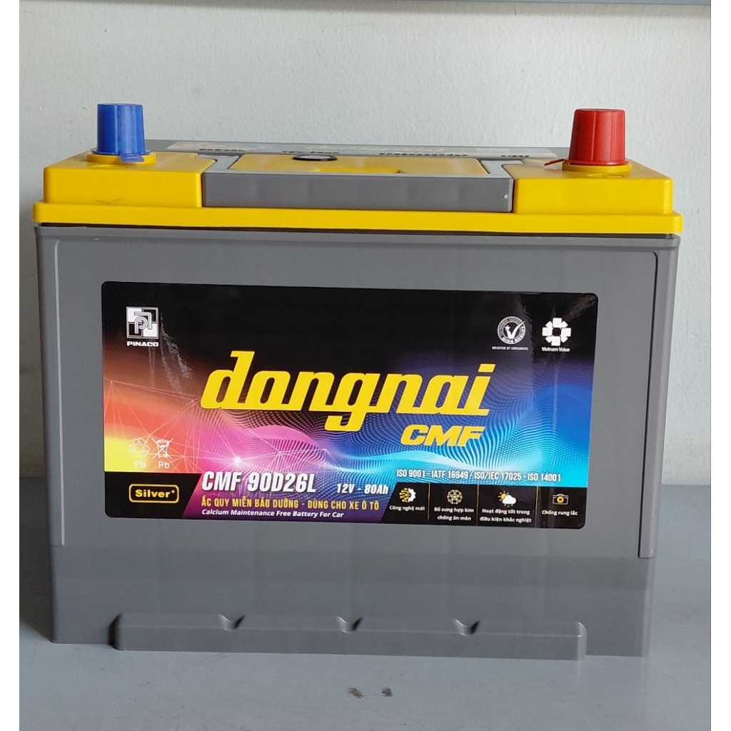 Bình Ắc Quy Đồng Nai CMF 90D26L 12V 80Ah Miễn Bảo Dưỡng Chính Hãng cho xe Ô Tô Xe Tải