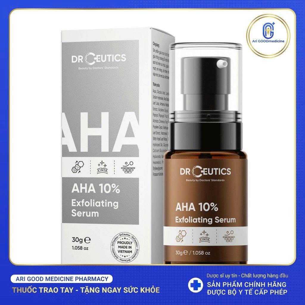 DrCeutics AHA 10%  Loại Bỏ Tế Bào Chết, Làm Sáng Da, Ngăn Ngừa Lão Hóa 30g